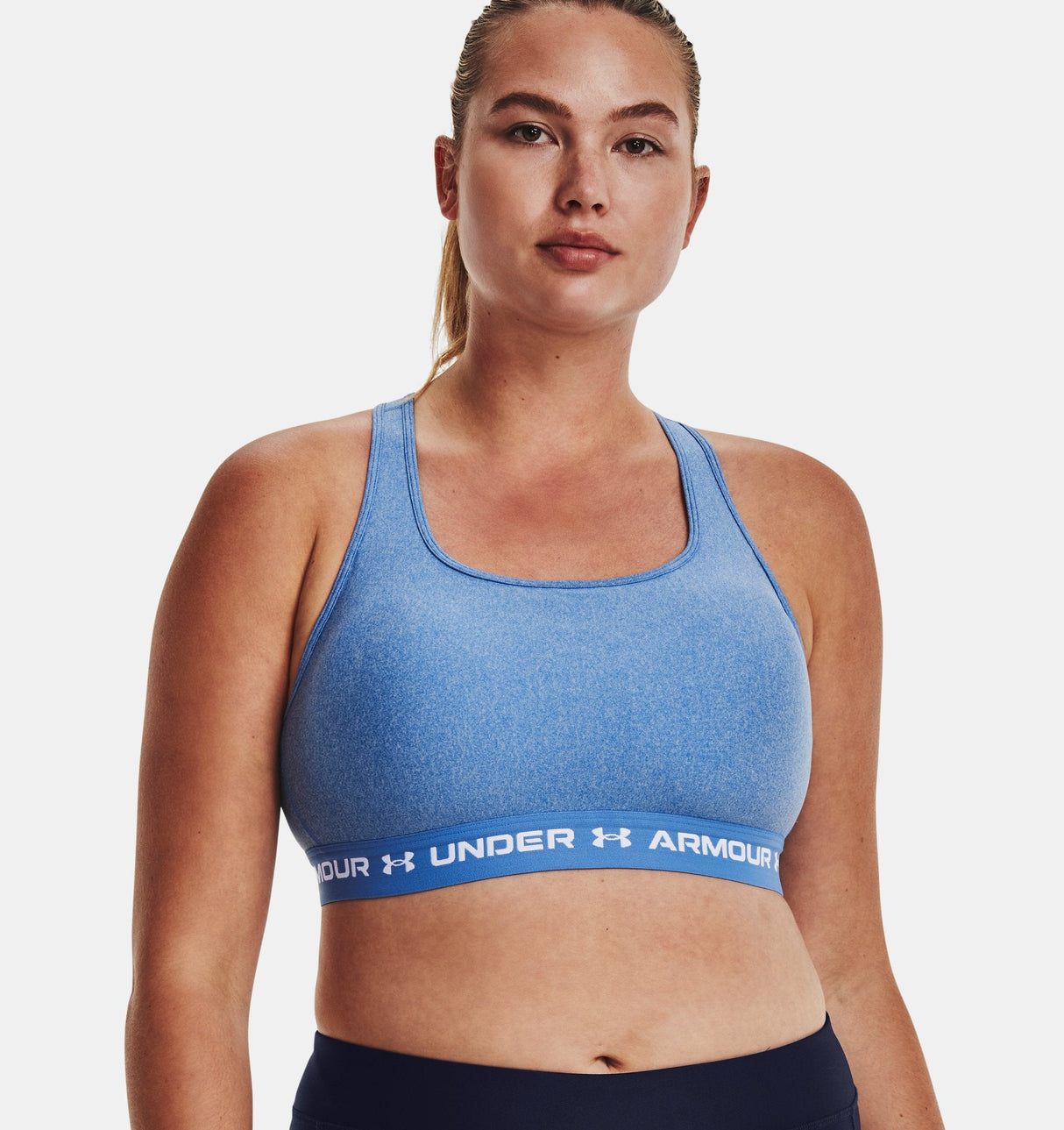 Under Armour Women Mid Crossback Heather Sports Bra - Strategic Support for Medium-Intensity Activities