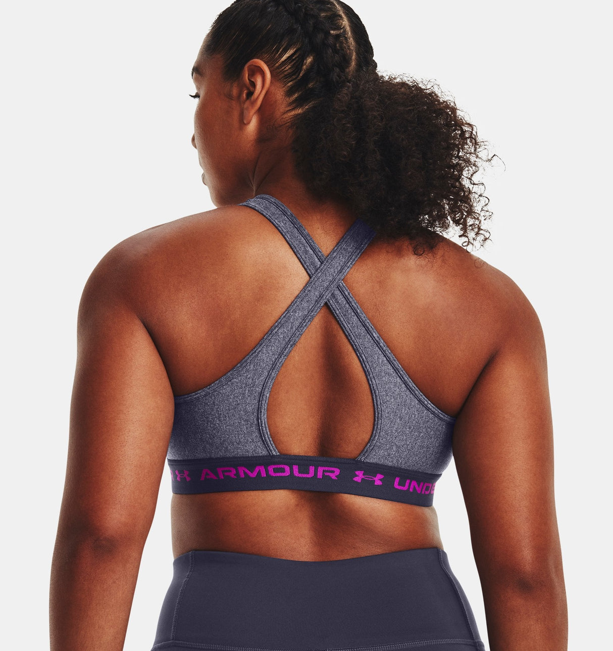 Under Armour Women Mid Crossback Heather Sports Bra - Strategic Support for Medium-Intensity Activities