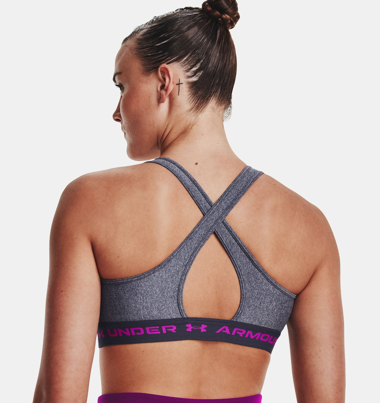 Under Armour Women Mid Crossback Heather Sports Bra - Strategic Support for Medium-Intensity Activities