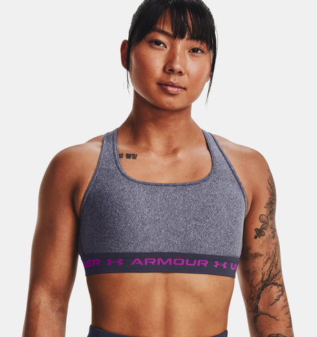 Under Armour Women Mid Crossback Heather Sports Bra - Strategic Support for Medium-Intensity Activities