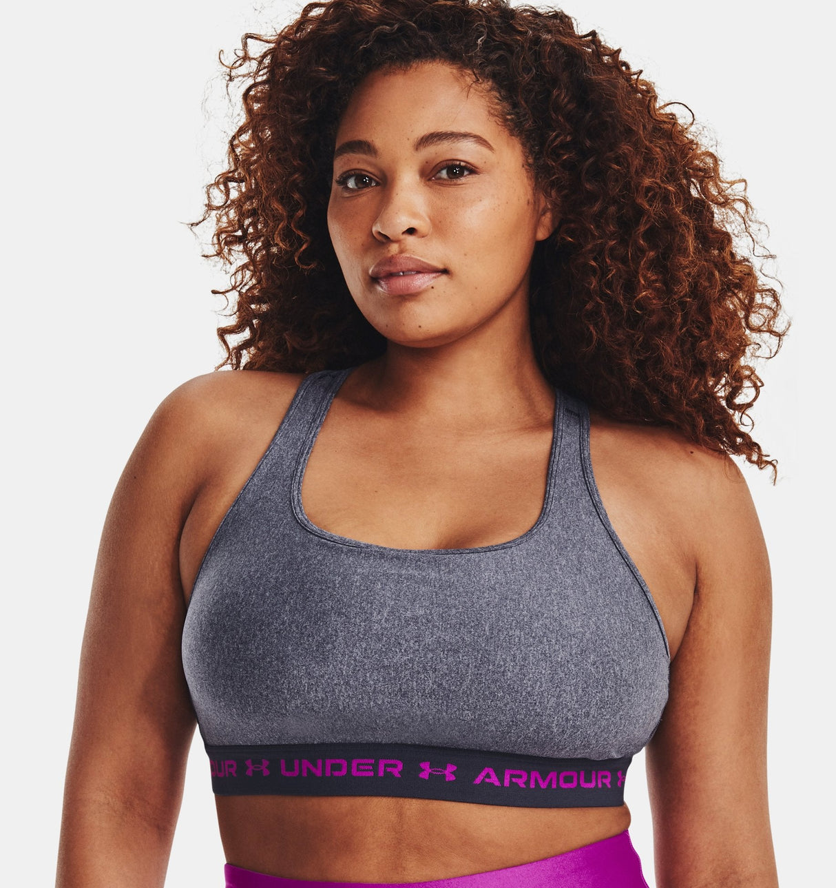 Under Armour Women Mid Crossback Heather Sports Bra - Strategic Support for Medium-Intensity Activities