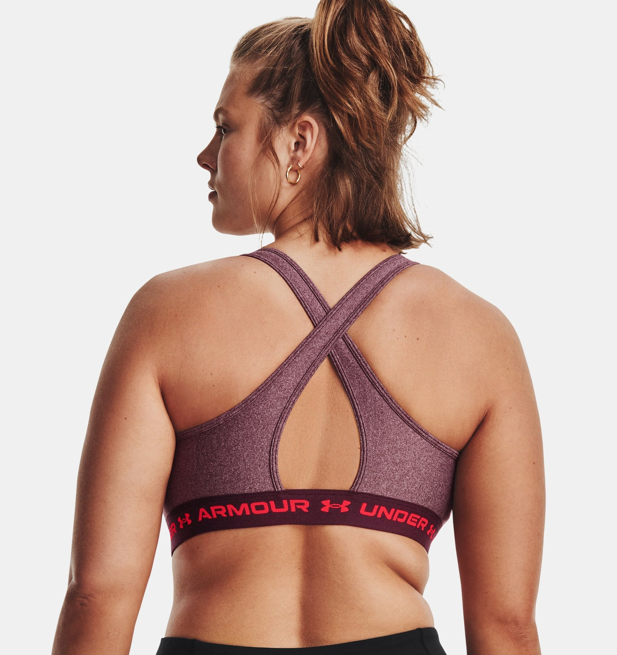 Under Armour Women Mid Crossback Heather Sports Bra - Strategic Support for Medium-Intensity Activities