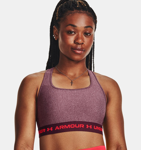 Under Armour Women Mid Crossback Heather Sports Bra - Strategic Support for Medium-Intensity Activities