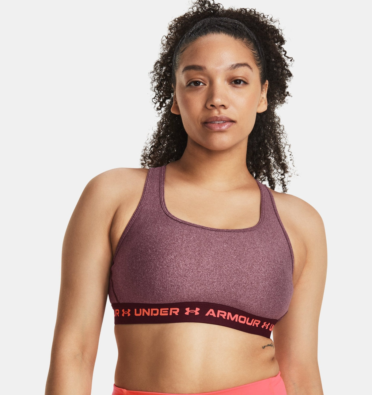 Under Armour Women Mid Crossback Heather Sports Bra - Strategic Support for Medium-Intensity Activities