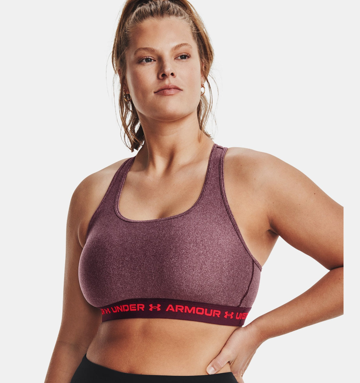 Under Armour Women Mid Crossback Heather Sports Bra - Strategic Support for Medium-Intensity Activities