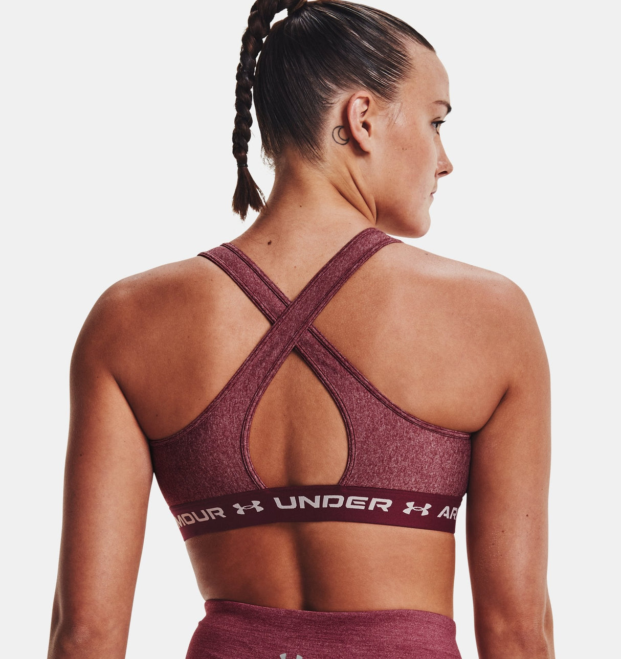 Under Armour Women Mid Crossback Heather Sports Bra - Strategic Support for Medium-Intensity Activities