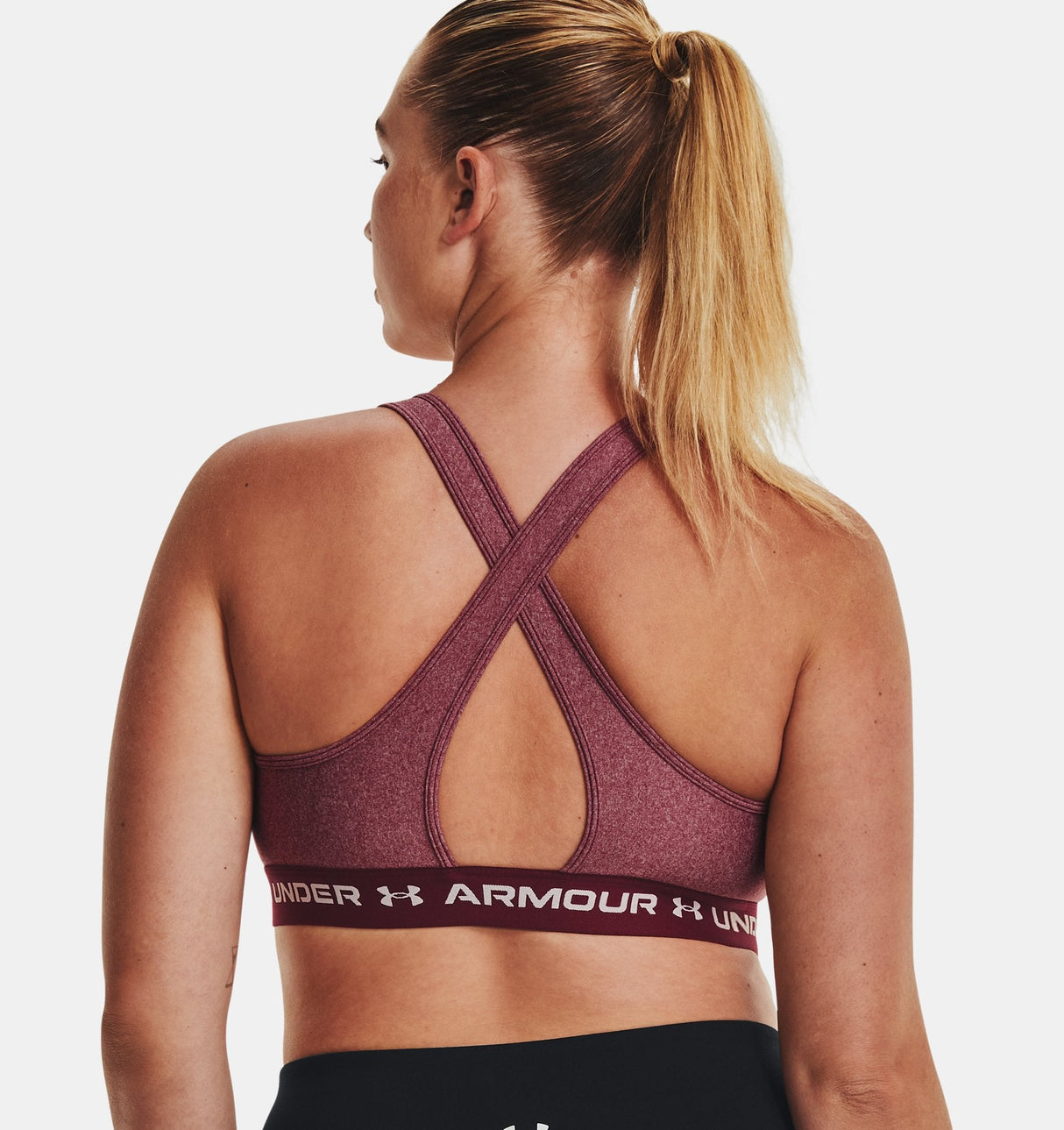 Under Armour Women Mid Crossback Heather Sports Bra - Strategic Support for Medium-Intensity Activities