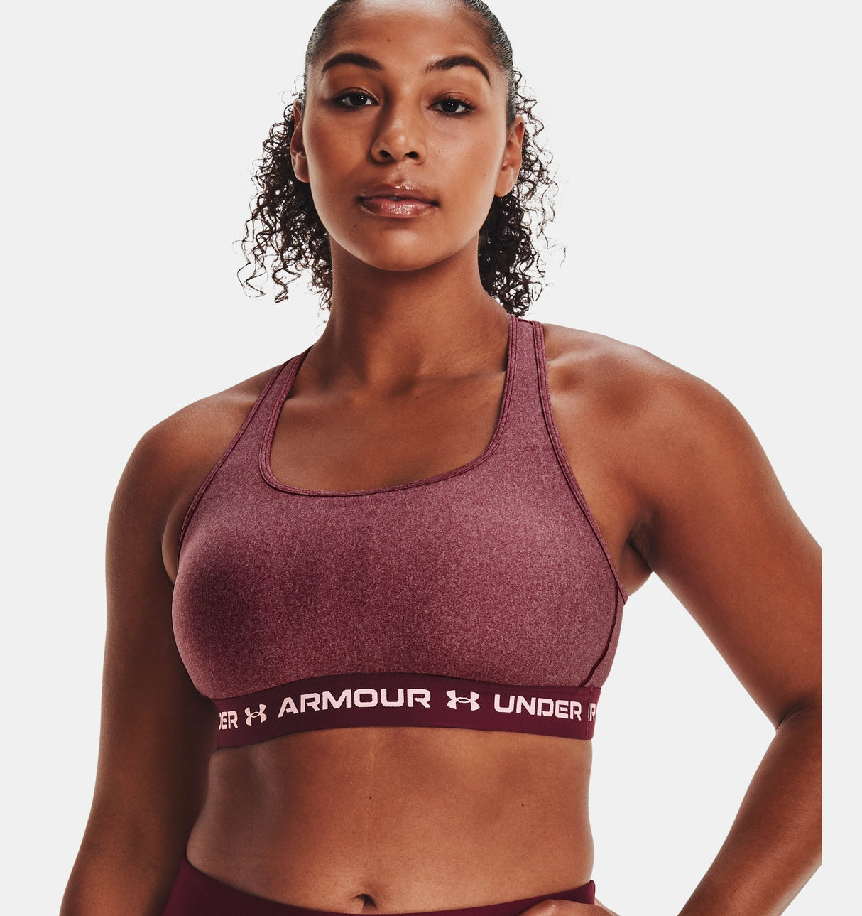 Under Armour Women Mid Crossback Heather Sports Bra - Strategic Support for Medium-Intensity Activities