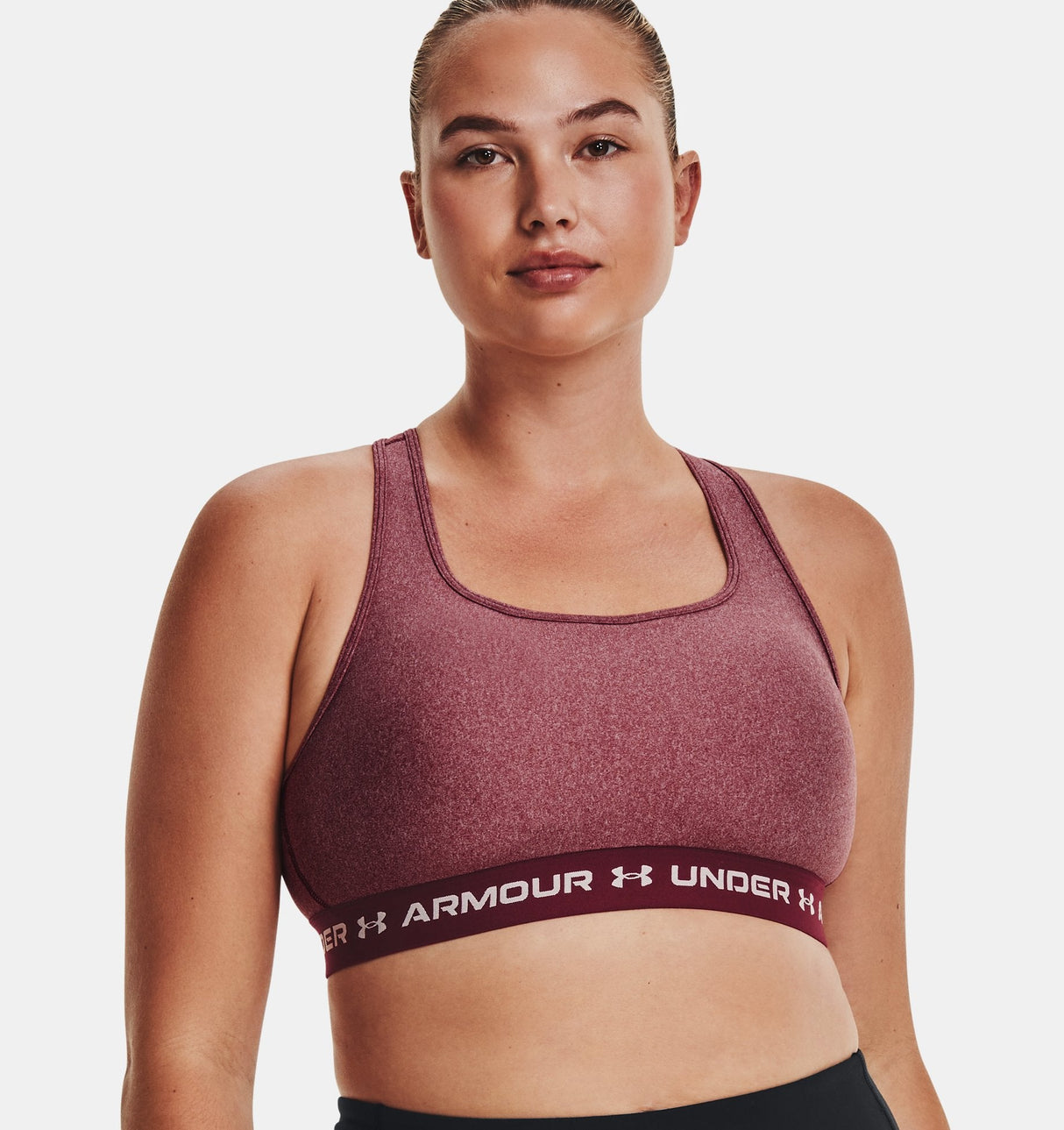 Under Armour Women Mid Crossback Heather Sports Bra - Strategic Support for Medium-Intensity Activities
