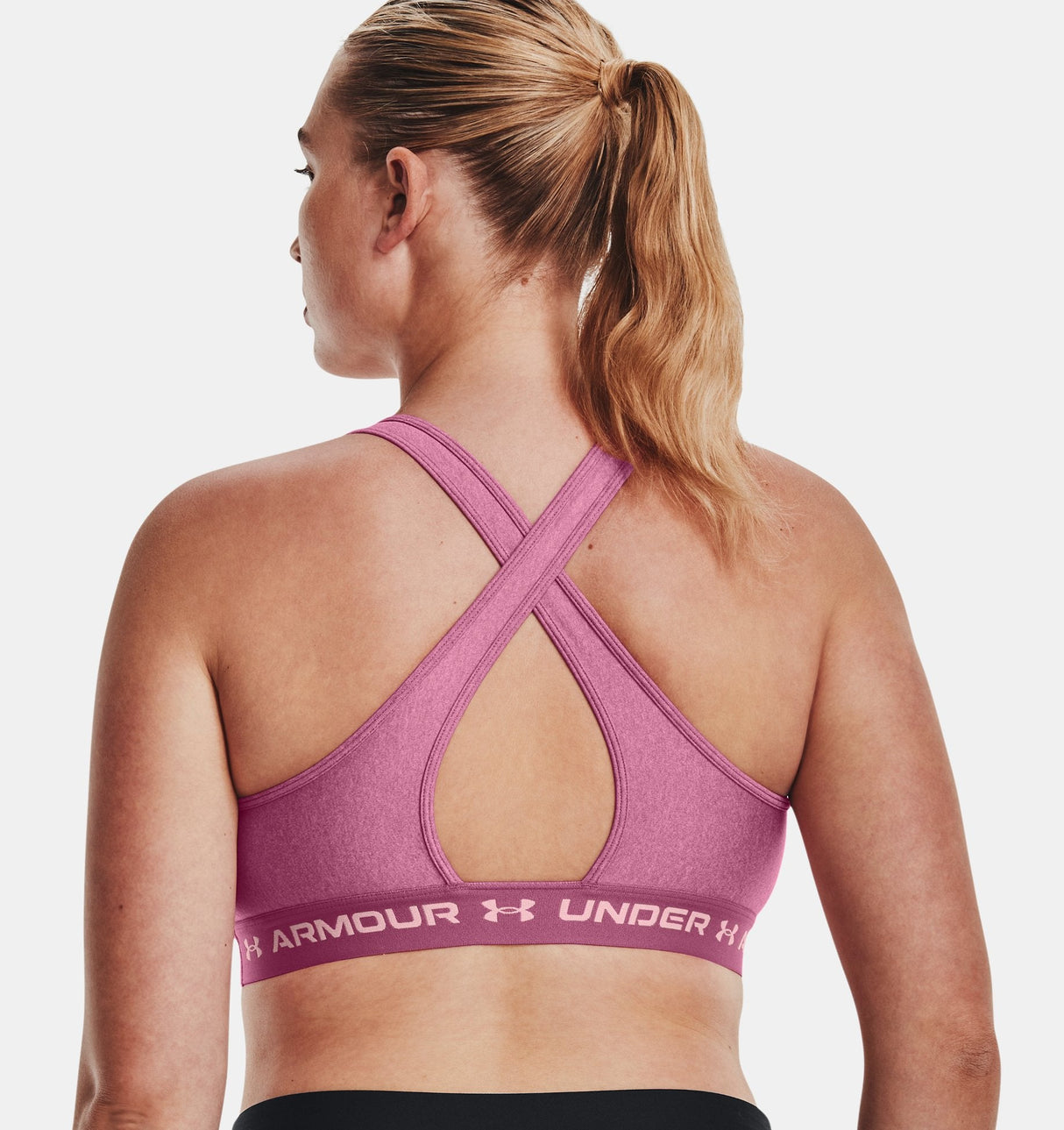 Under Armour Women Mid Crossback Heather Sports Bra - Strategic Support for Medium-Intensity Activities