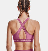 Under Armour Women Mid Crossback Heather Sports Bra - Strategic Support for Medium-Intensity Activities