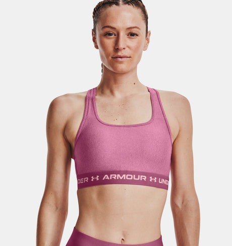 Under Armour Women Mid Crossback Heather Sports Bra - Strategic Support for Medium-Intensity Activities