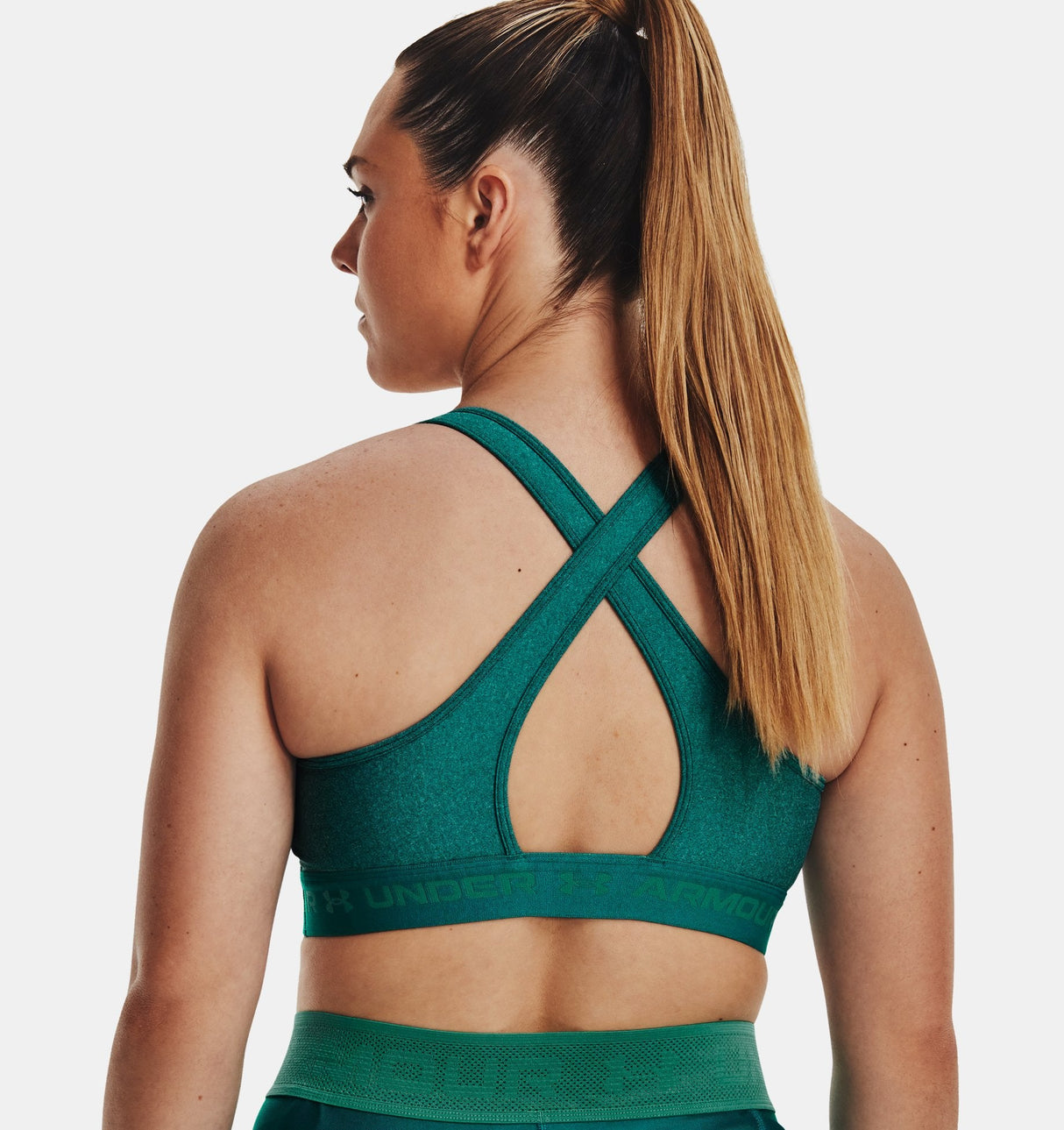 Under Armour Women Mid Crossback Heather Sports Bra - Strategic Support for Medium-Intensity Activities