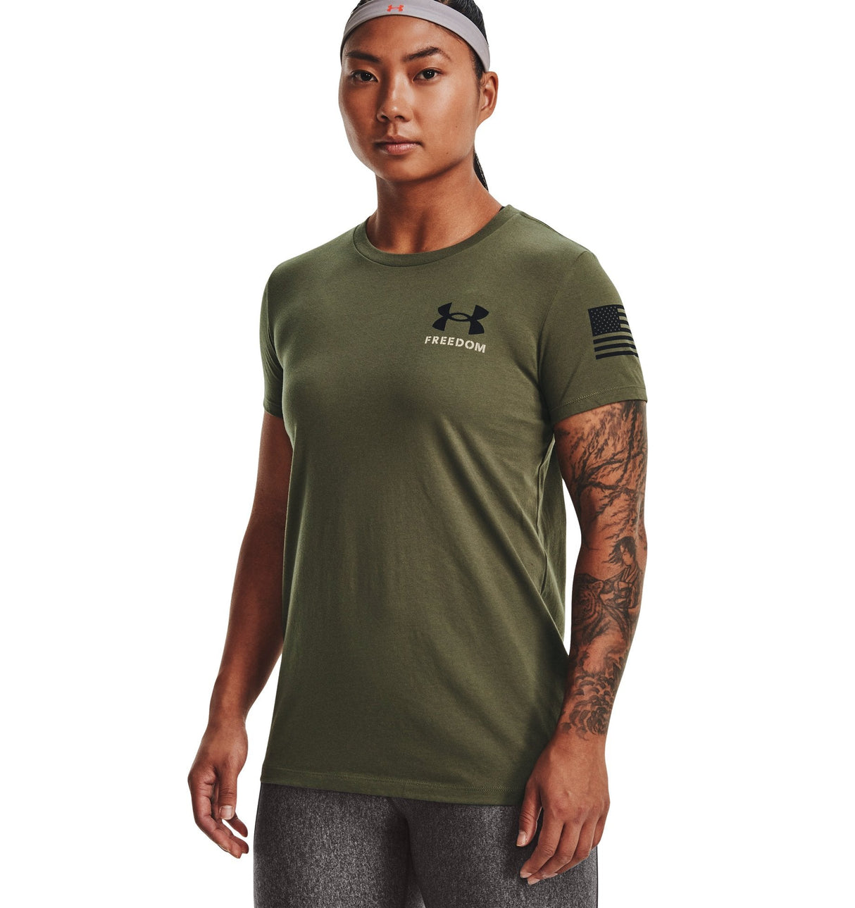 Under Armour Womens Freedom Banner T-Shirt - Quick-Drying Cotton Blend