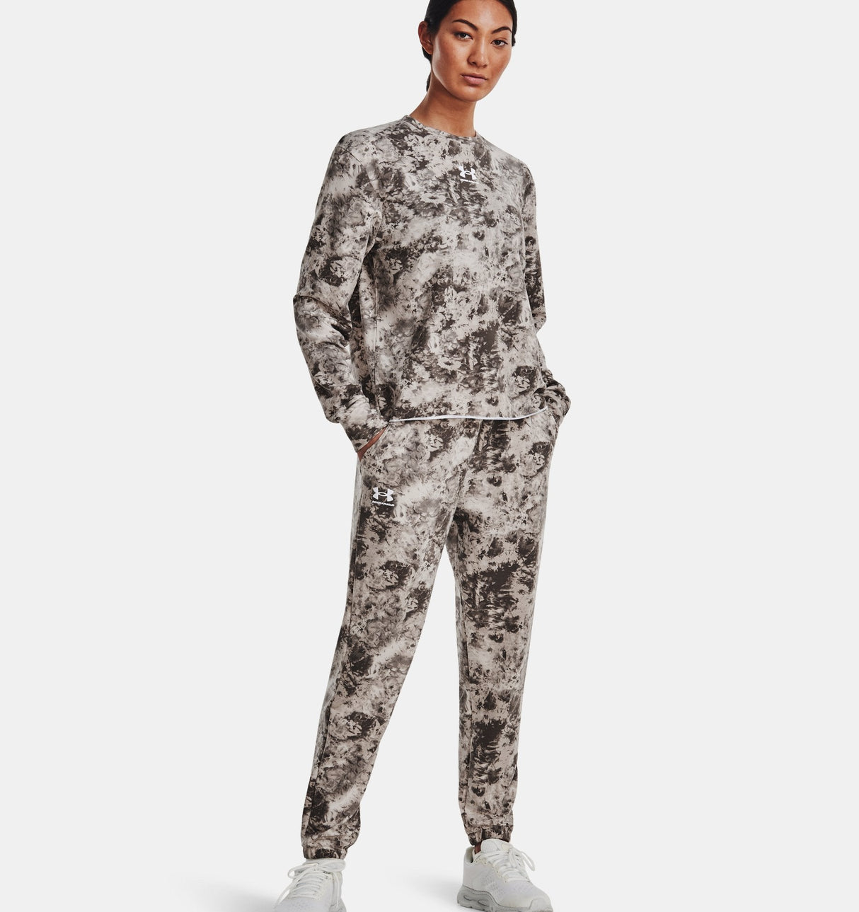 Under Armour Womens Rival Terry Printed Crew - Sweat Wicking