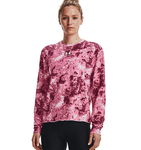Under Armour Womens Rival Terry Printed Crew - Sweat Wicking