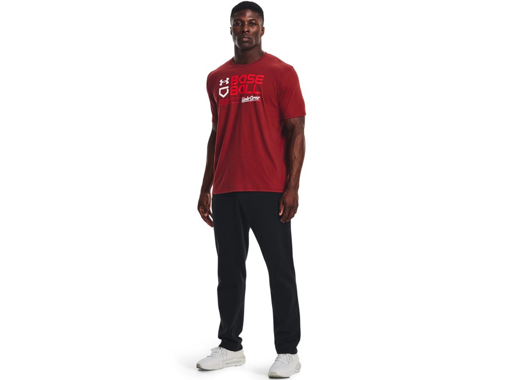 Under Armour Mens Wordmark Baseball Short Sleeve T-Shirt - Quick-Drying Cotton Blend