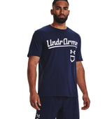 Under Armour Mens UA Baseball Script Short Sleeve T-Shirt - Quick-Drying Cotton Blend