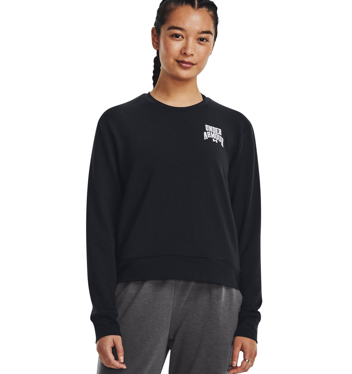 Under Armour Womens Rival Terry Graphic Crew - Super-Soft and Lightweight