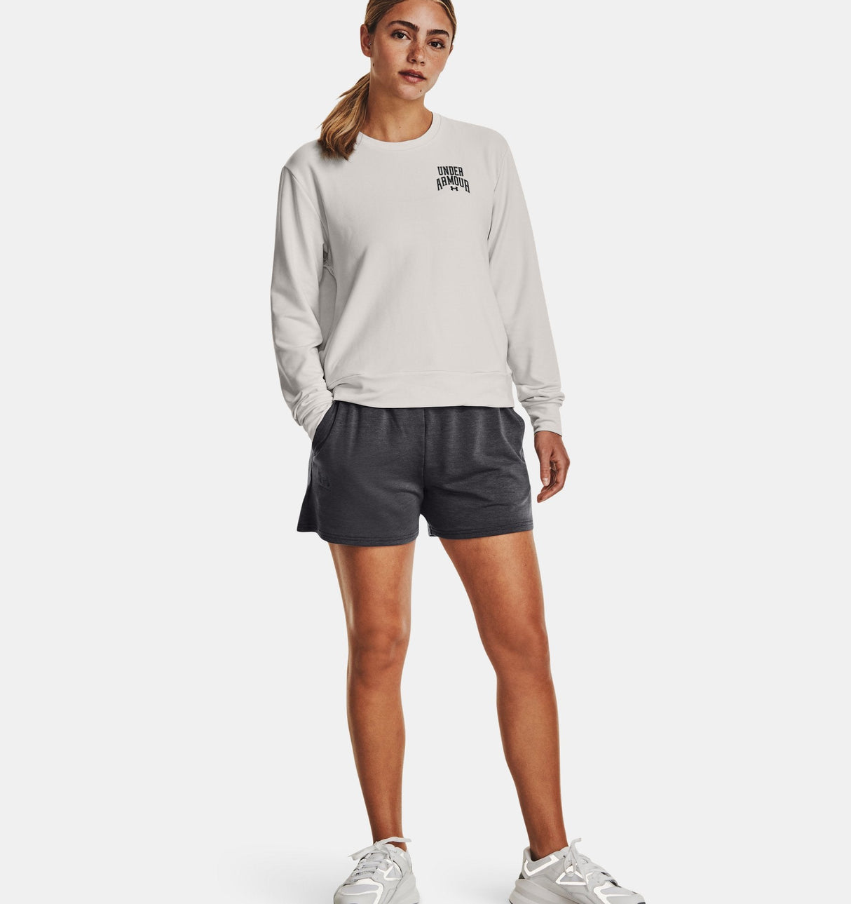 Under Armour Womens Rival Terry Graphic Crew - Super-Soft and Lightweight