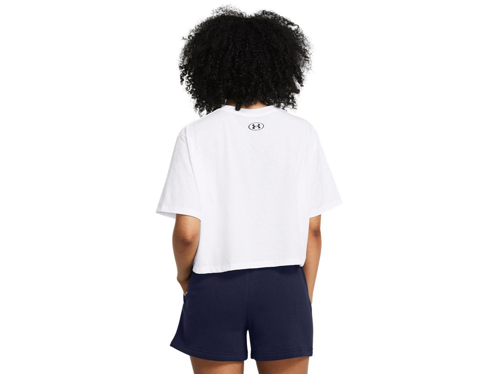 Under Armour Womens Boxy Crop Logo Short Sleeve T-Shirt - Quick-Drying Cotton Blend
