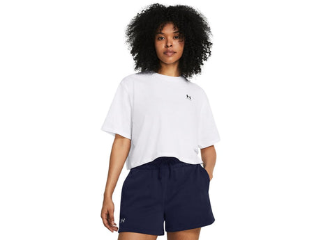 Under Armour Womens Boxy Crop Logo Short Sleeve T-Shirt - Quick-Drying Cotton Blend