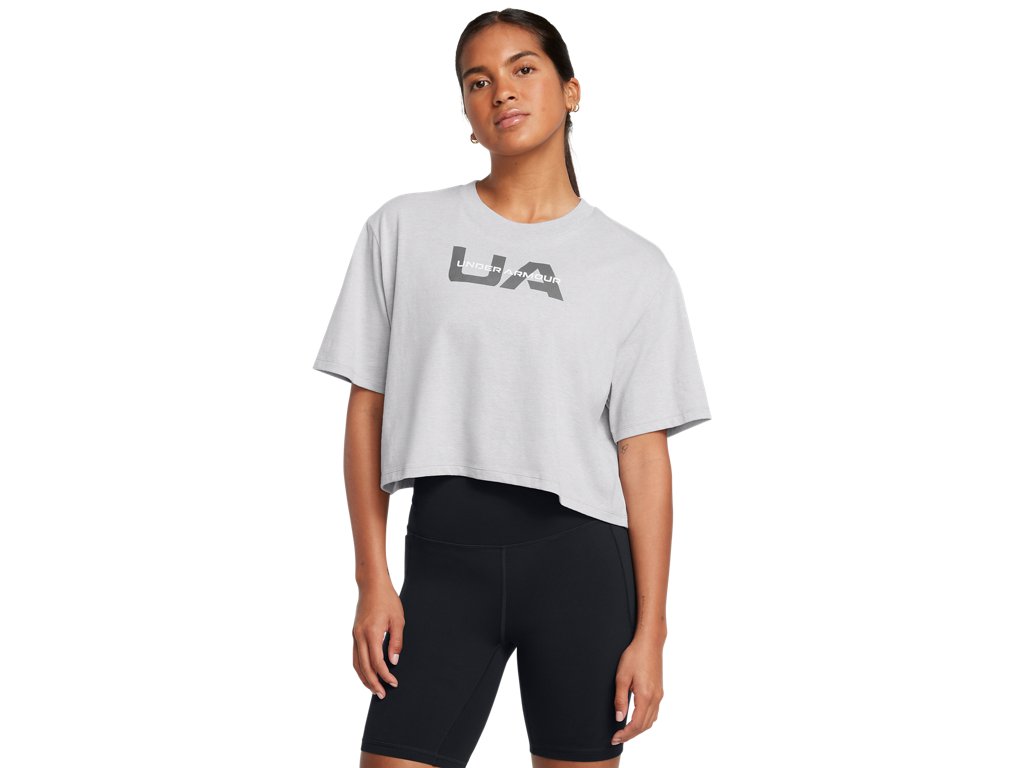 Under Armour Womens Boxy Crop Branded Short Sleeve T-Shirt - Quick Drying