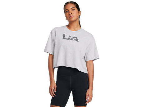 Under Armour Womens Boxy Crop Branded Short Sleeve T-Shirt - Quick Drying