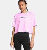 Under Armour Womens Boxy Crop Branded Short Sleeve T-Shirt - Quick Drying