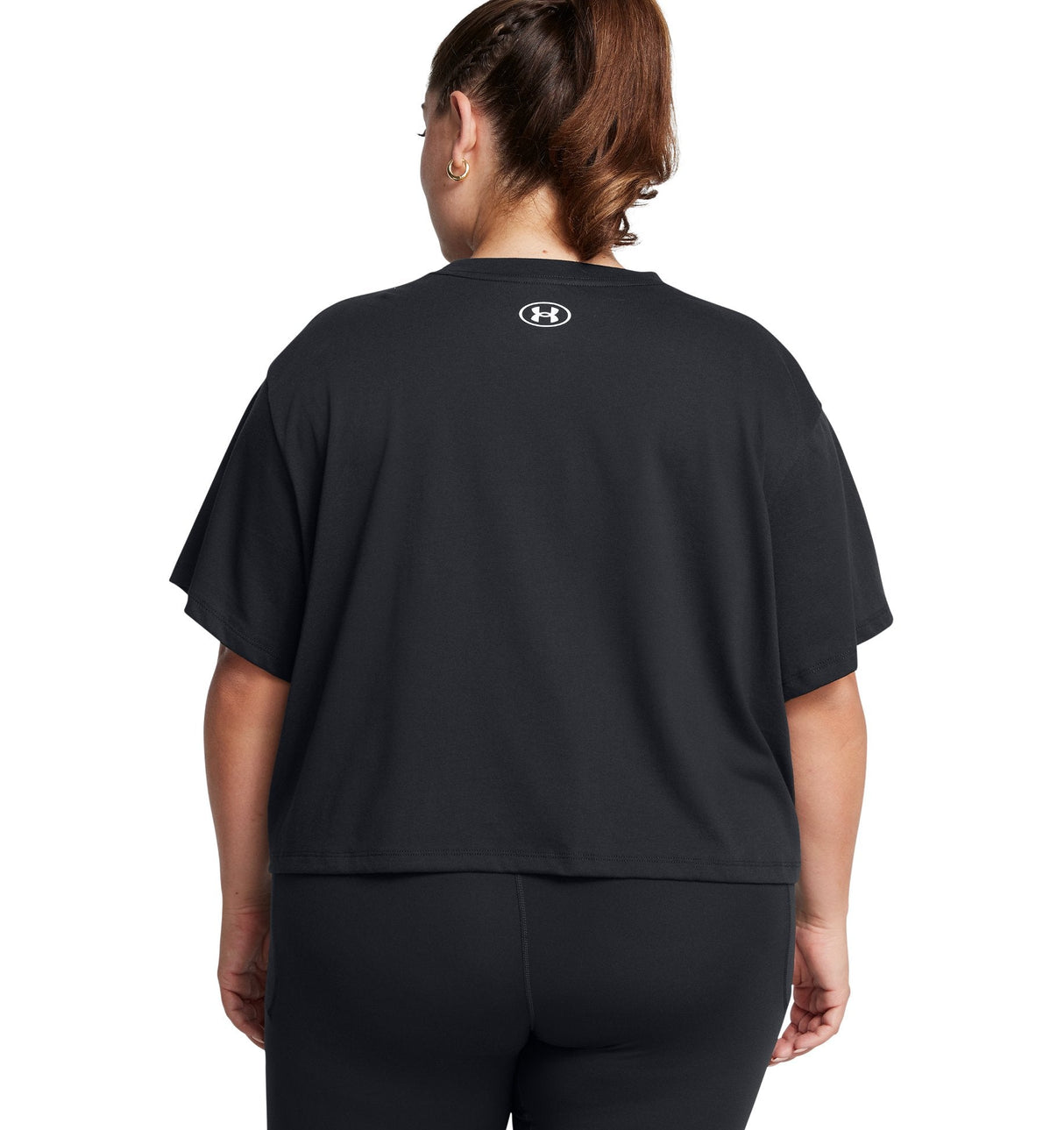 Under Armour Womens Boxy Crop Logo Short Sleeve T-Shirt - Quick-Drying Cotton Blend