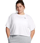 Under Armour Womens Boxy Crop Logo Short Sleeve T-Shirt - Quick-Drying Cotton Blend