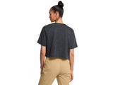 Under Armour Womens UA Wash Logo Boxy Crop Short Sleeve T-Shirt - Quick-Drying Cotton Blend