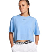 Under Armour Womens UA Wash Logo Boxy Crop Short Sleeve T-Shirt - Quick-Drying Cotton Blend