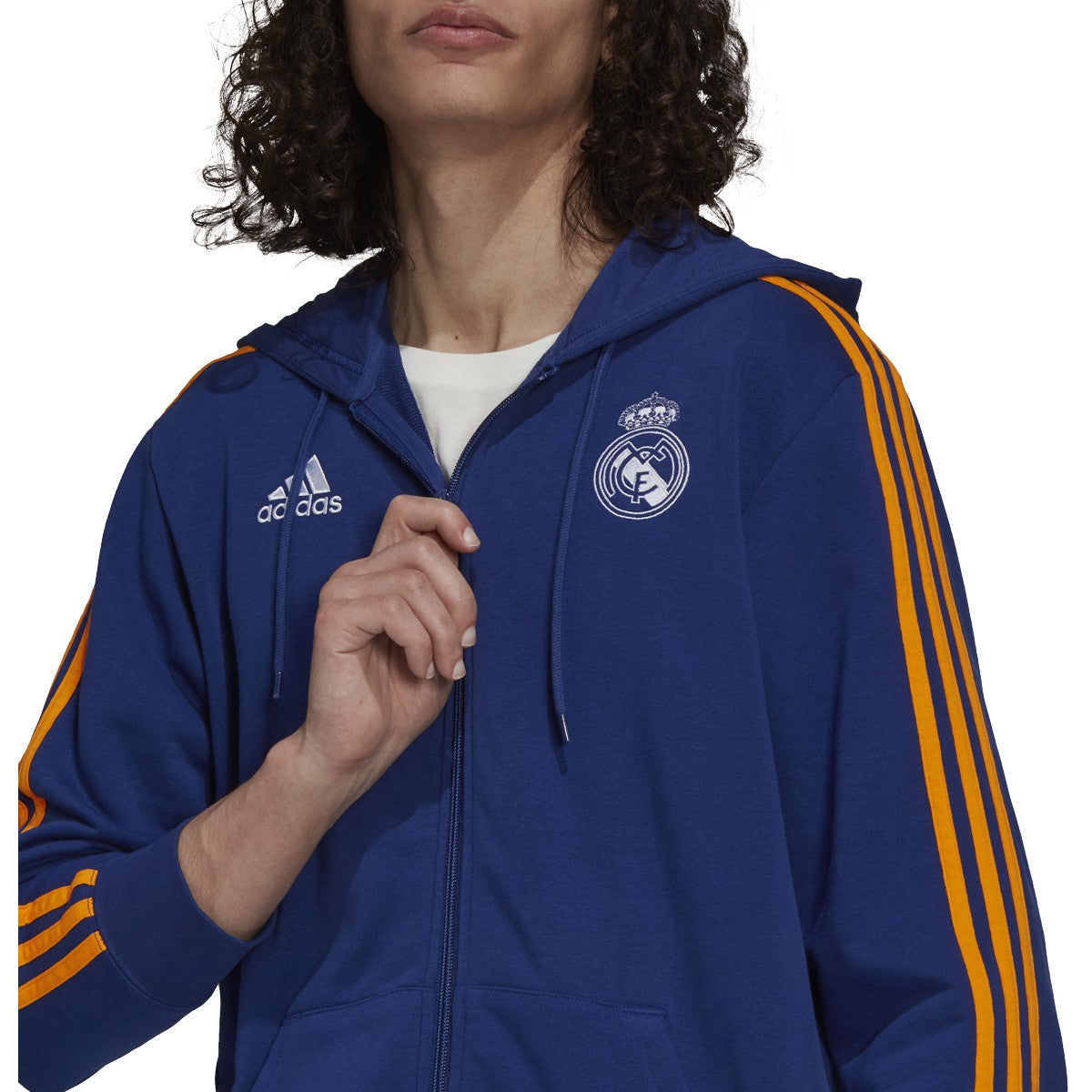 adidas 21-22 Real Madrid 3 Stripes Full Zip Hoodie - Mens Soccer