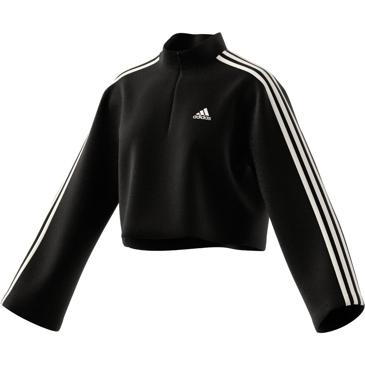 adidas 3 Stripe Fleece Quarter Zip Womens Sweatshirt