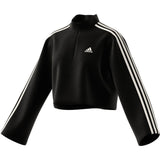 adidas 3 Stripe Fleece Quarter Zip Womens Sweatshirt