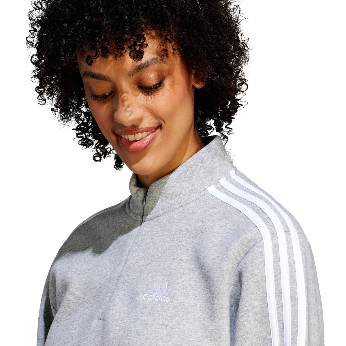 adidas 3 Stripe Fleece Quarter Zip Womens Sweatshirt