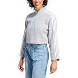 adidas 3 Stripe Fleece Quarter Zip Womens Sweatshirt