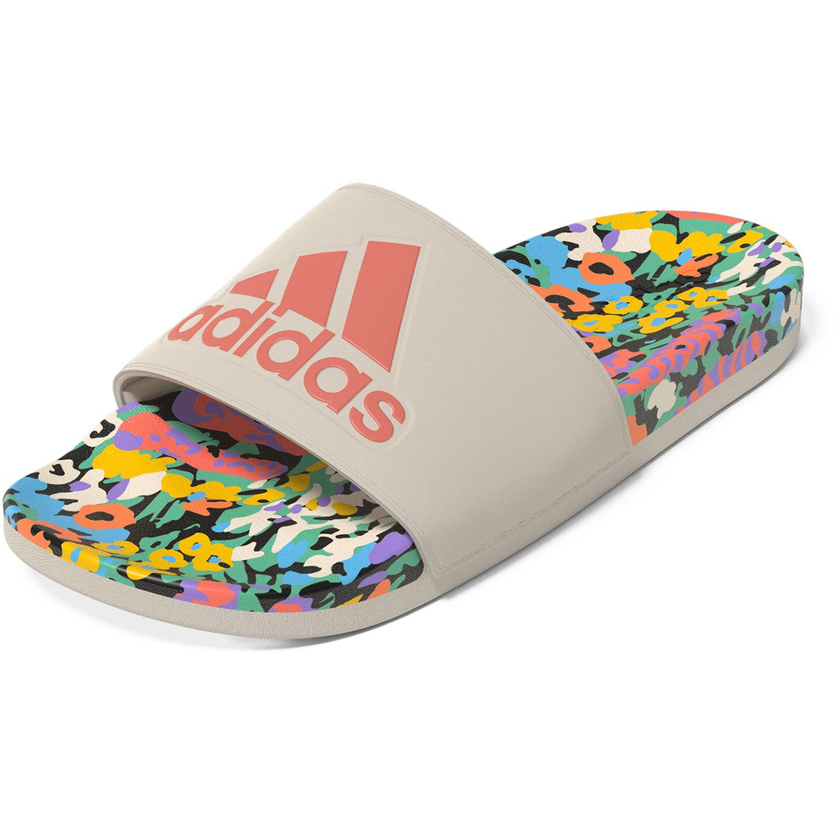 adidas Adilette Comfort Womens Slides with Flower Print