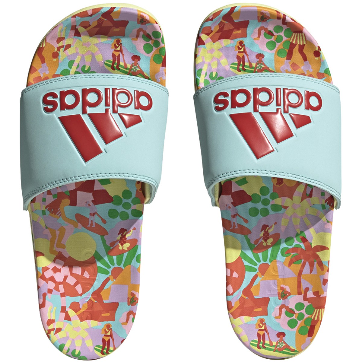 adidas Adilette Comfort Womens Slides with Flower Print
