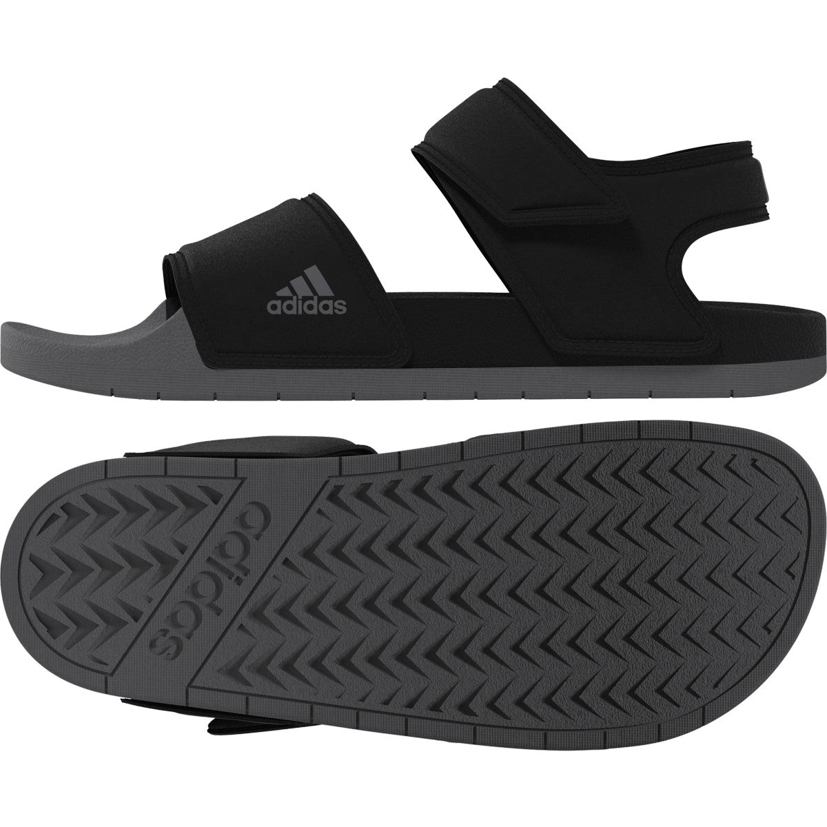 adidas Adilette Mens Swim Sandal in Black and Grey