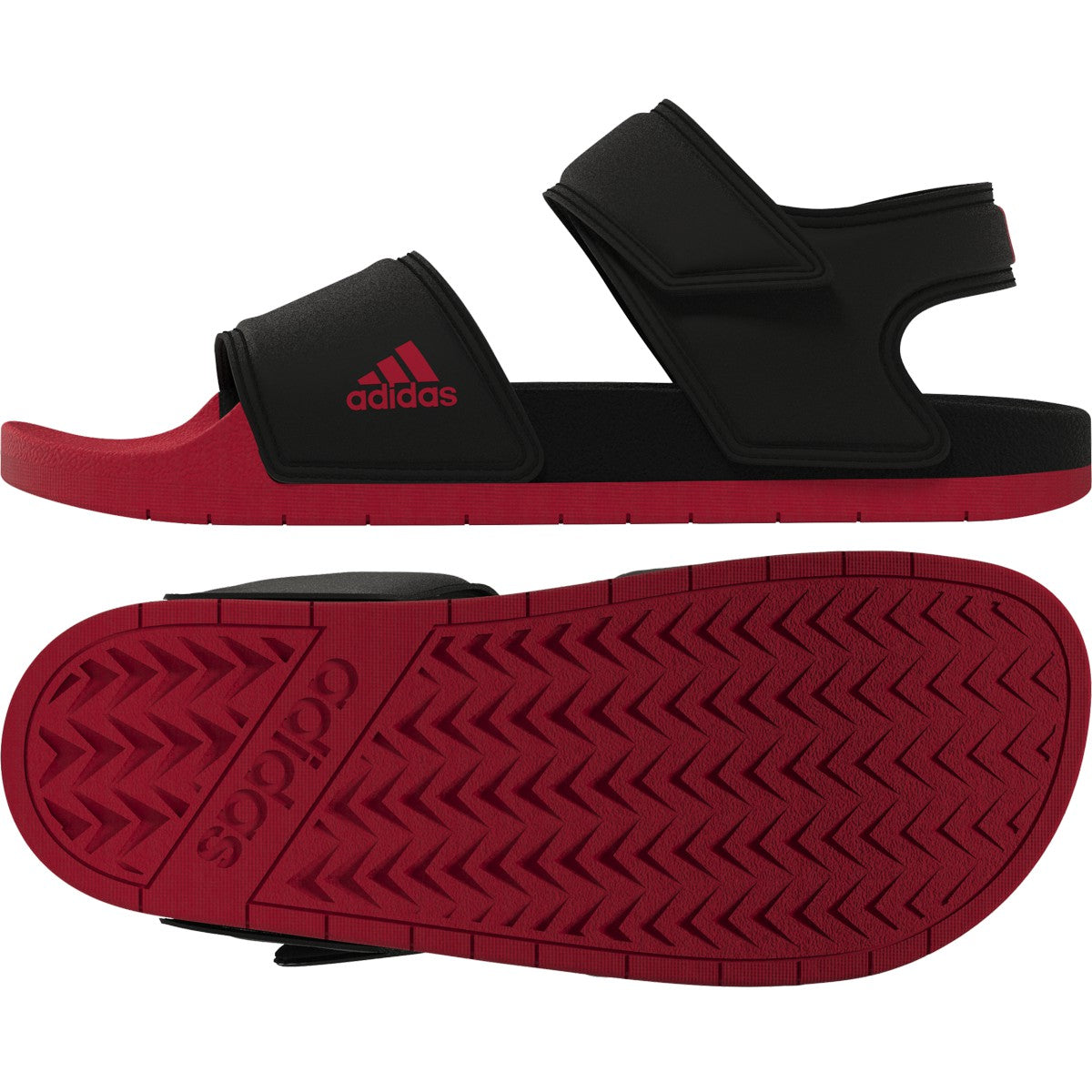 adidas Adilette Mens Swim Sandal in Red and Black