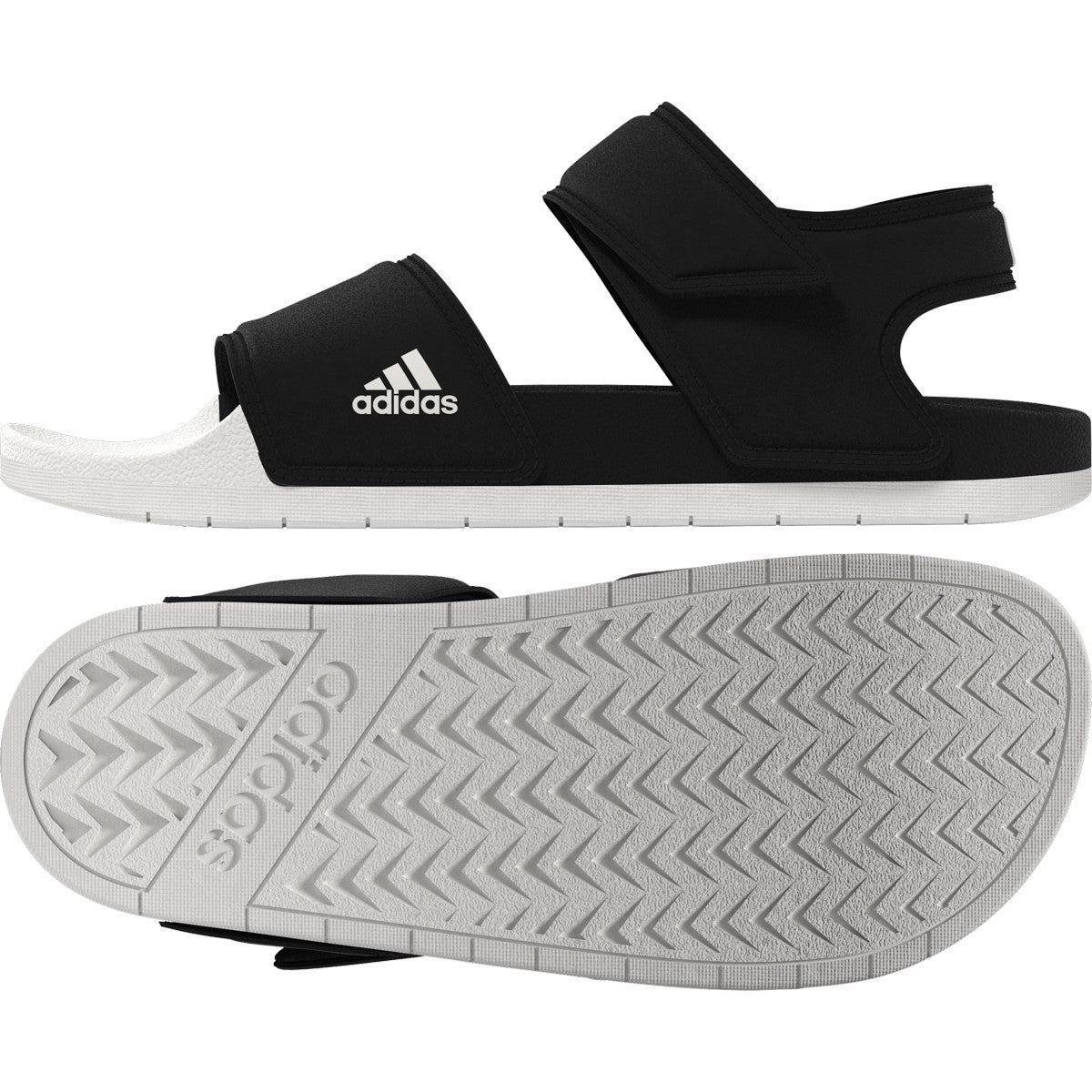 adidas Adilette Swim Sandals in Black and White