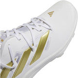 adidas Adizero Afterburner 9 TPU Mens Baseball Cleats in White and Gold
