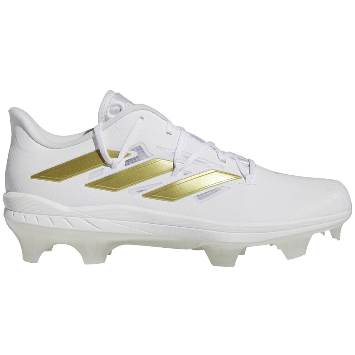 adidas Adizero Afterburner 9 TPU Mens Baseball Cleats in White and Gold