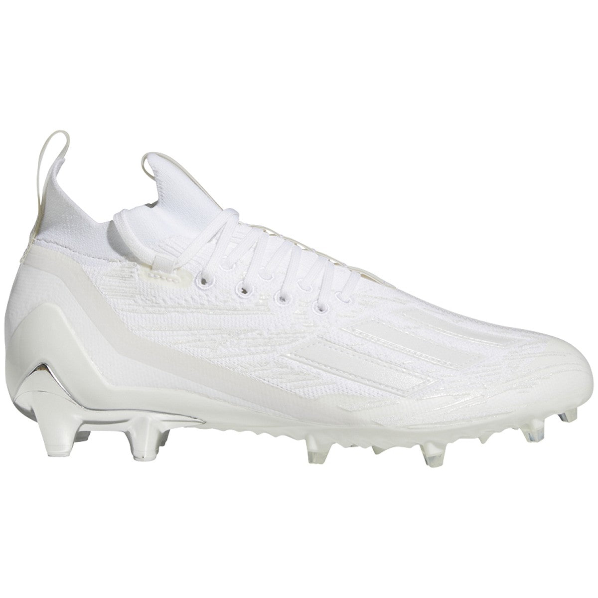 adidas Adizero Primeknit Mens Football Cleats in White and Silver