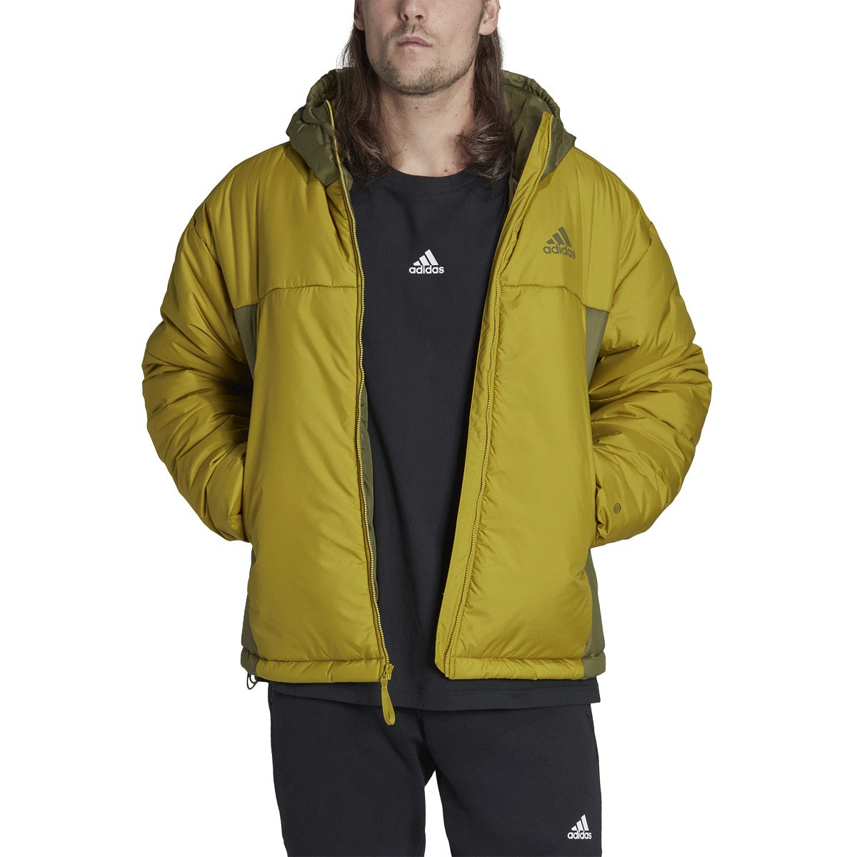 adidas BCS 3-Stripe Mens Puffy Hooded Jacket