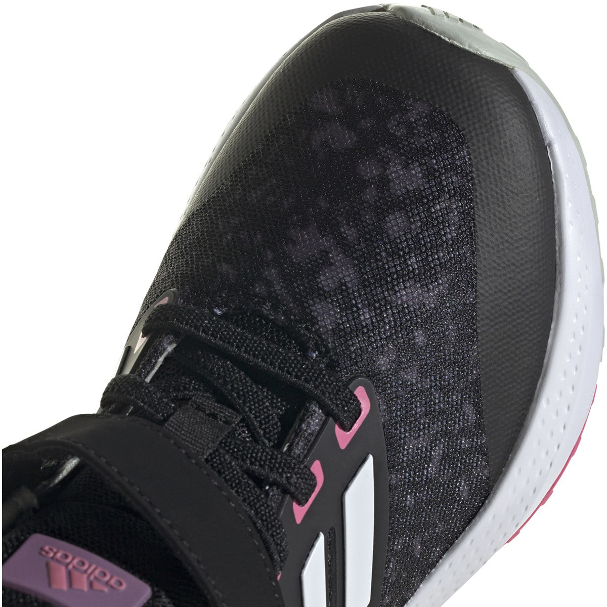 adidas EQ21 Run 2.0 Elastic Lace Kids Running Shoes in Black and Pink