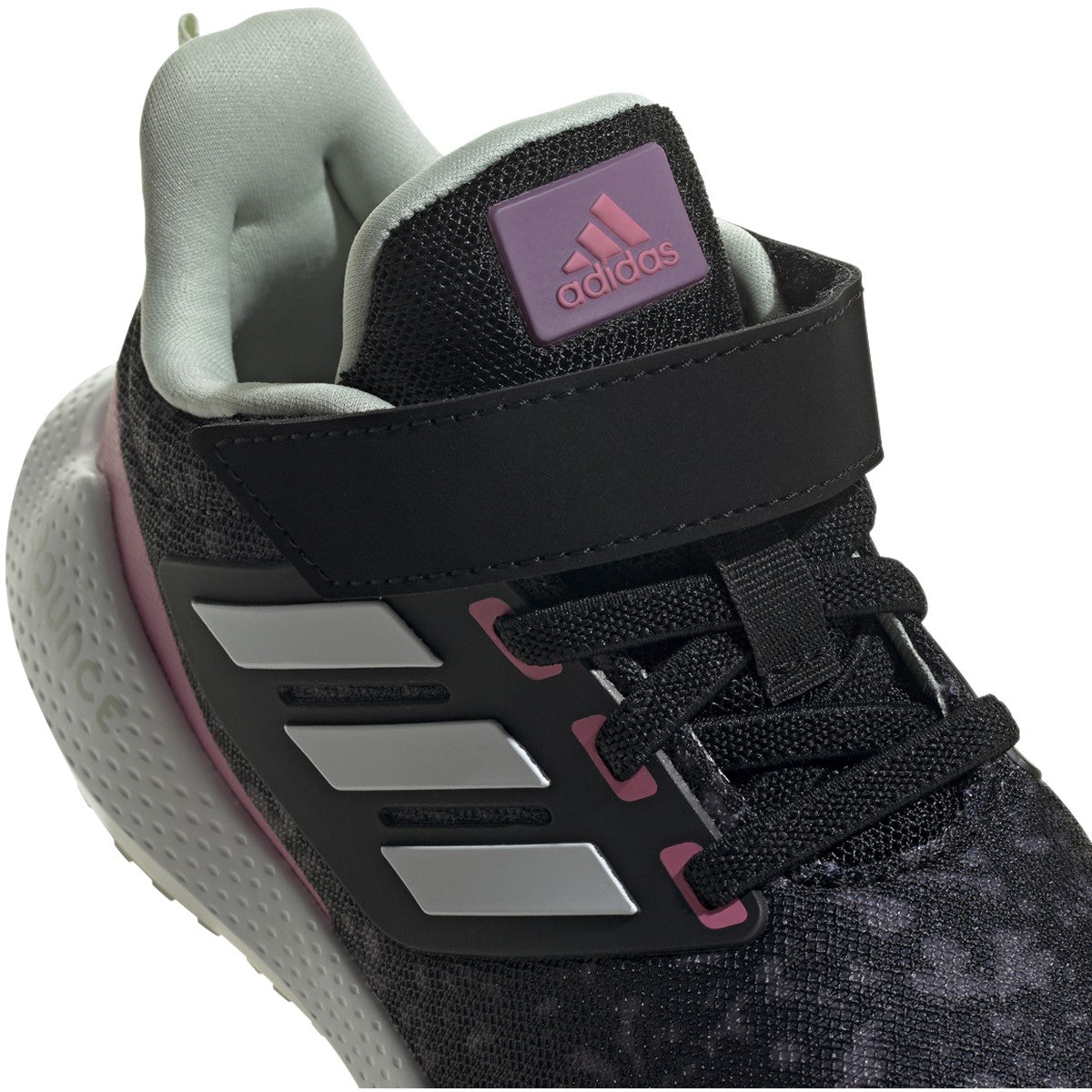 adidas EQ21 Run 2.0 Elastic Lace Kids Running Shoes in Black and Pink