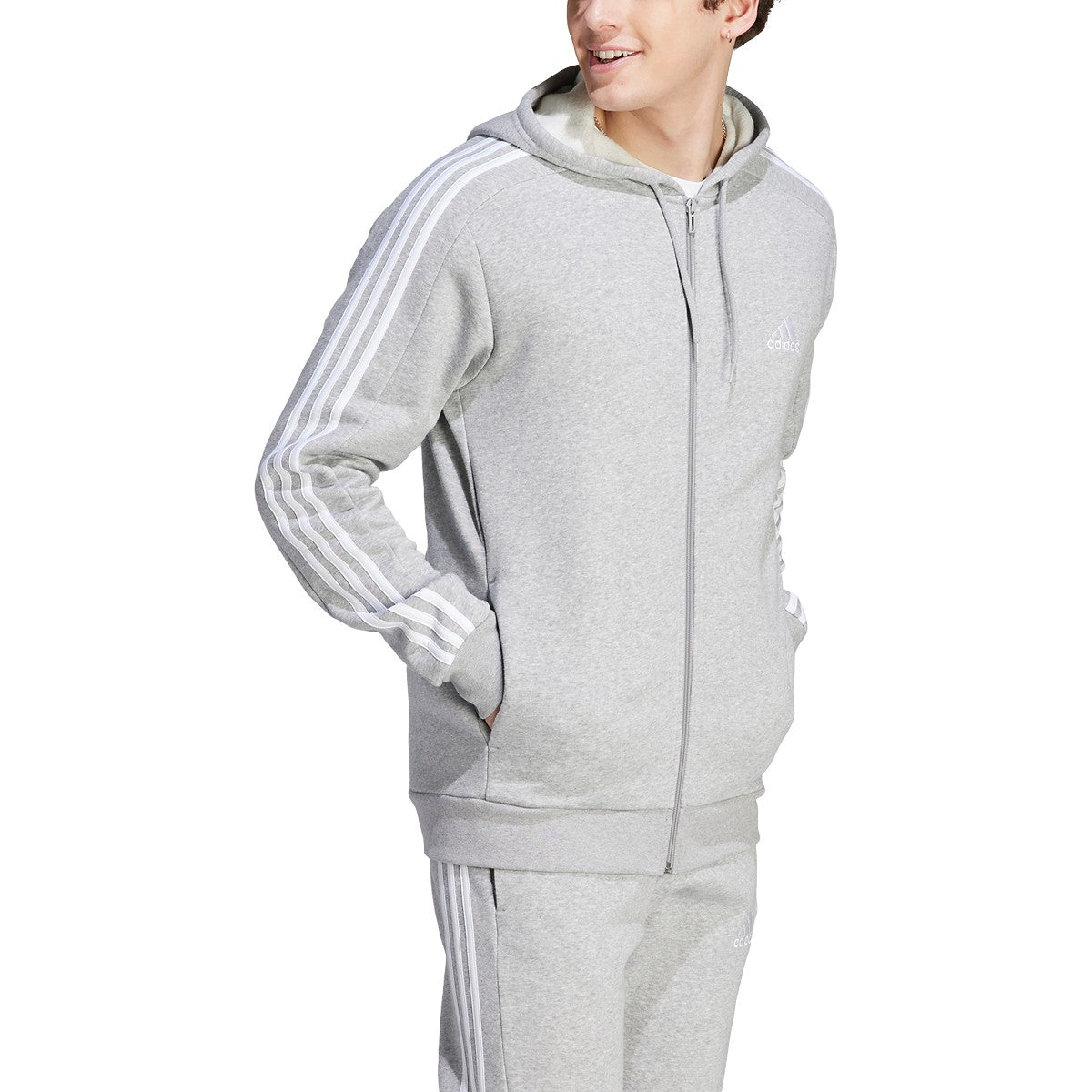 adidas Essentials Fleece 3-Stripes Full Zip Mens Hoodie Jacket